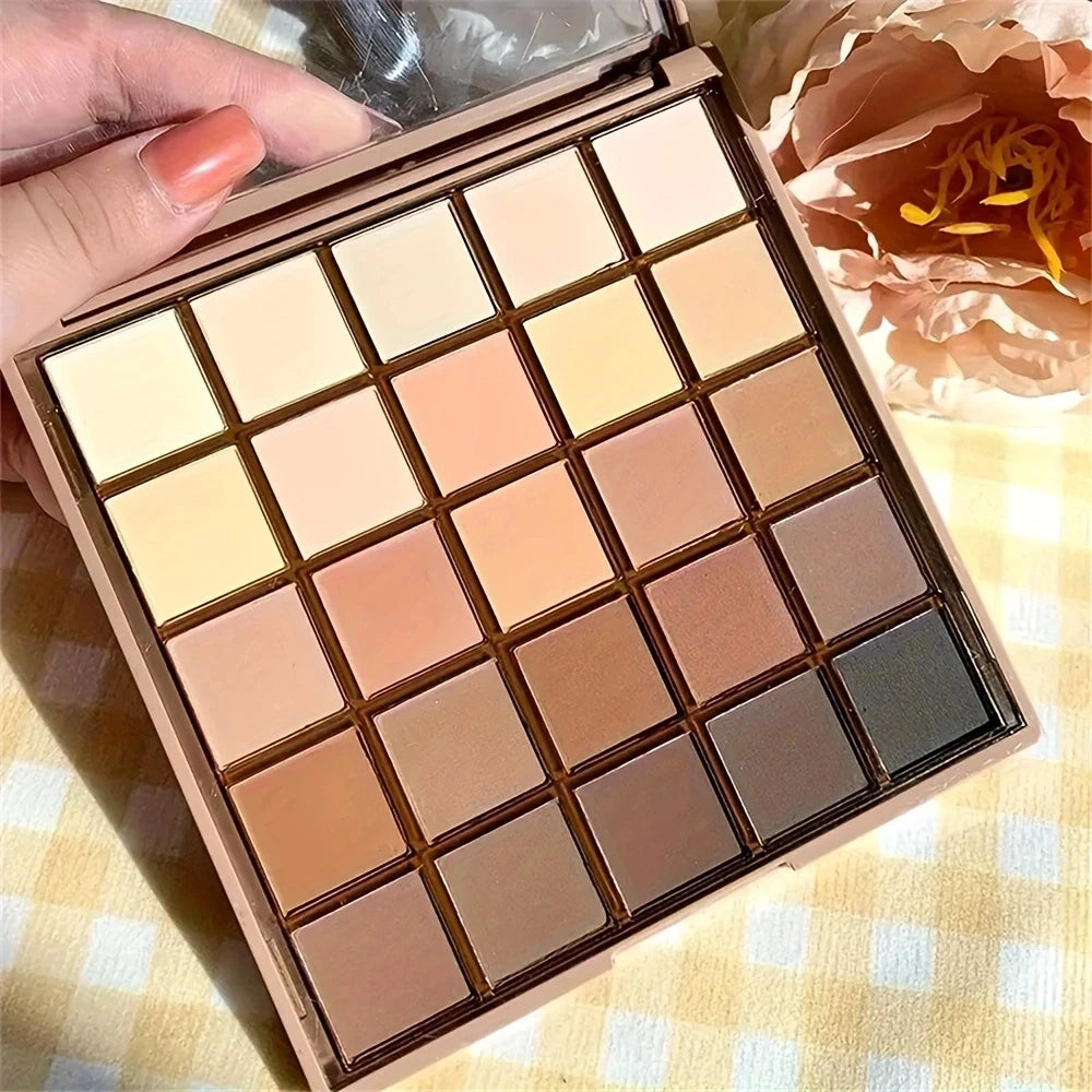 25 Color Eyeshadow Palette - Neutral Gray and Brown Earthy Tone,