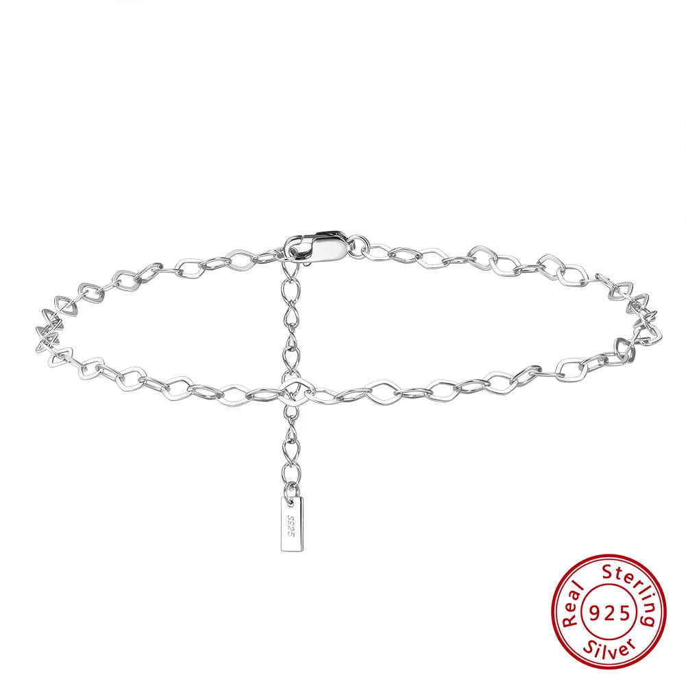 Sparkle Mirror Chain Anklets for Women 925 sterling steel