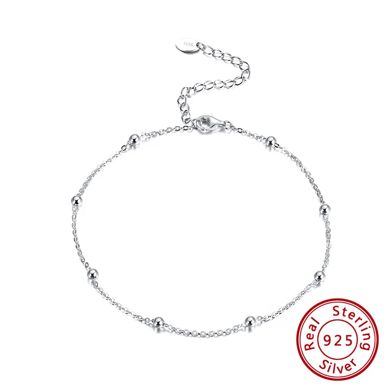 Sparkle Mirror Chain Anklets for Women 925 sterling steel
