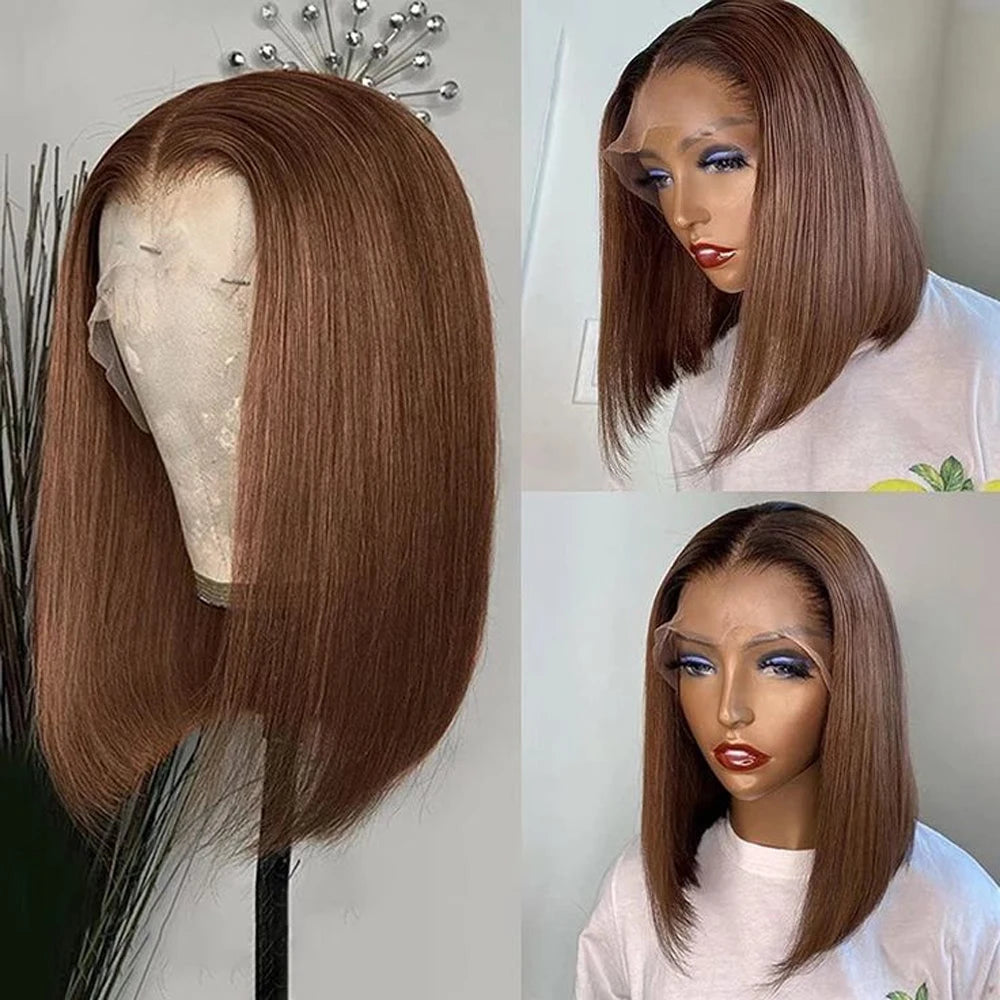 Brown Bob Human Hair Wigs Lace Front Wig Human Hair