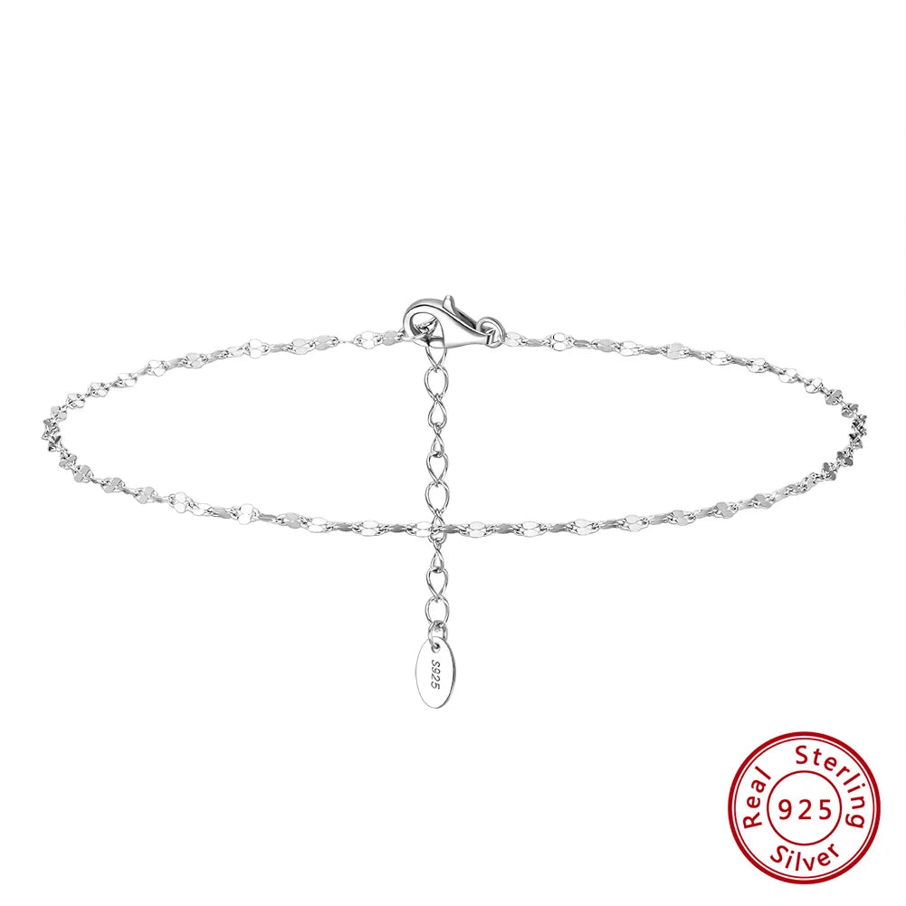 Sparkle Mirror Chain Anklets for Women 925 sterling steel