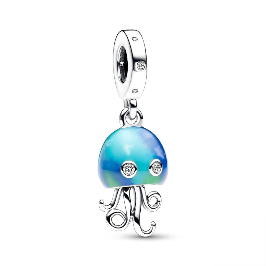 Blue Marine Organism Series Charm Jewelry Fit Original 925 Sterling Silver