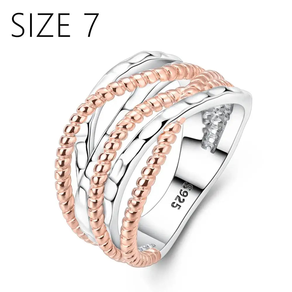 925 Silver Jewelry Rose Gold Double Color Zircon