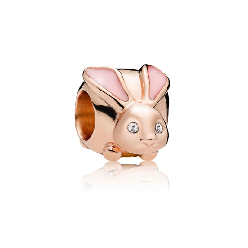 Hot Sale Rose Gold Charm Beads Fit Original 925 Silver Bracelet Women Jewelry