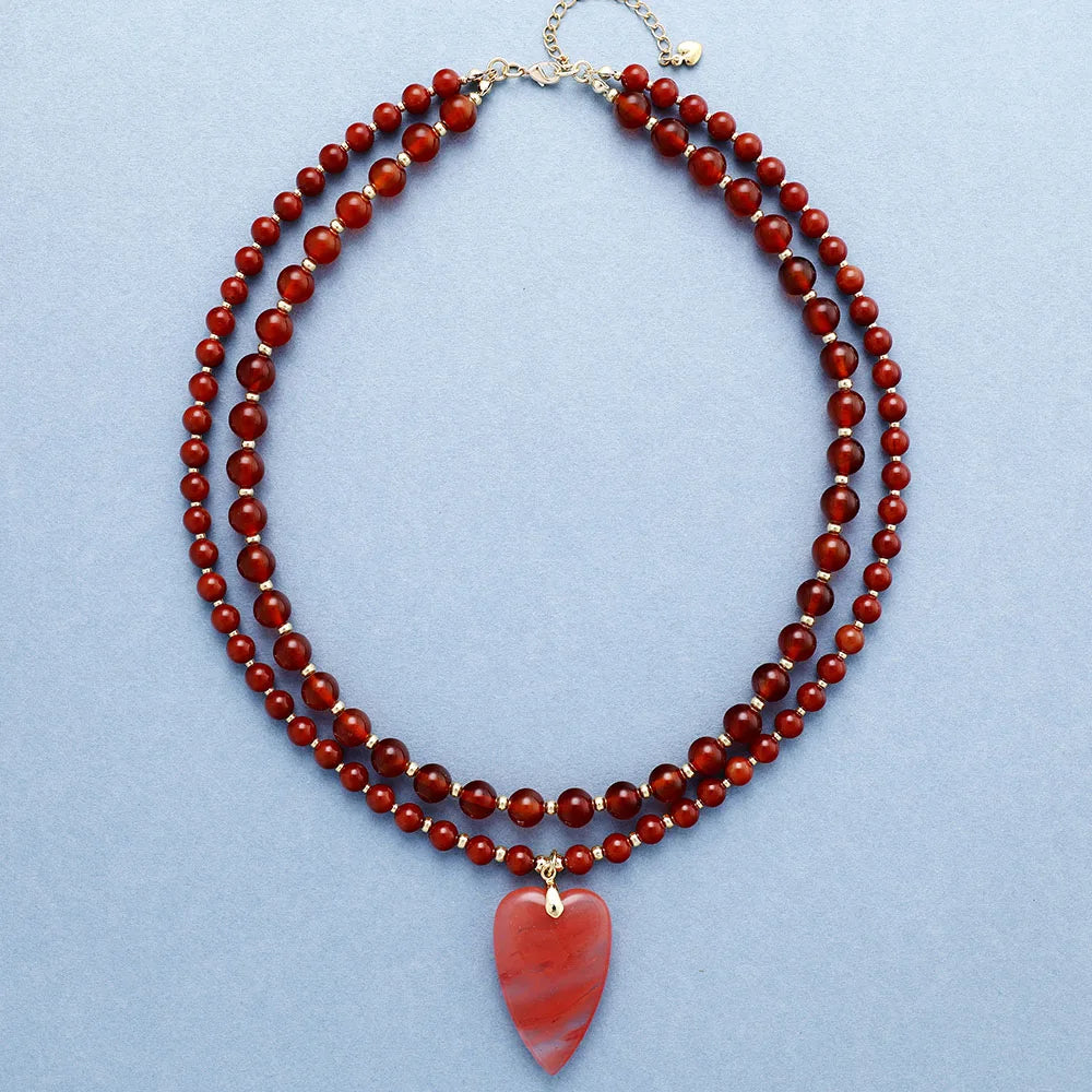 Natural Stones Crystal Heart Teardrop Pendant Necklaces - Bohemia Gemstones