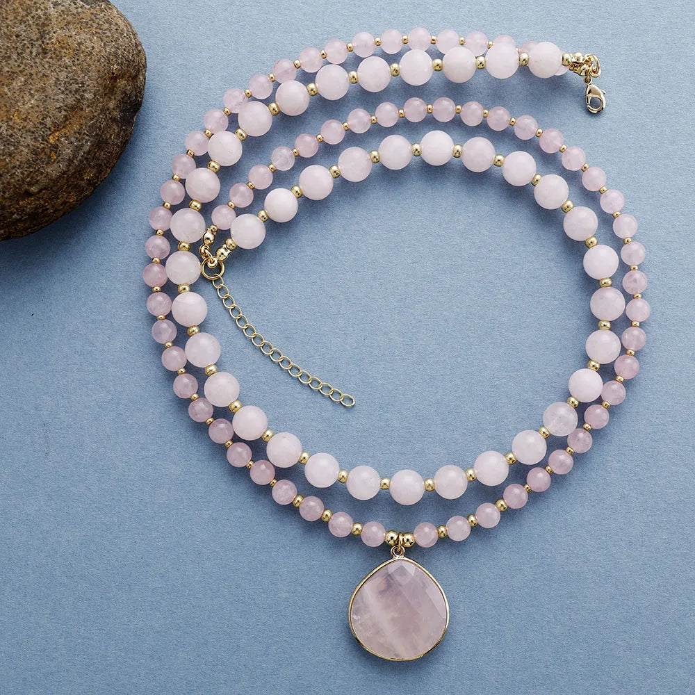 Natural Stones Crystal Heart Teardrop Pendant Necklaces - Bohemia Gemstones