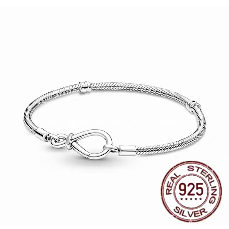 925 fine heart-shaped snake bone bracelet for women