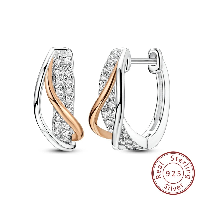925 Silver Jewelry Rose Gold Double Color Zircon