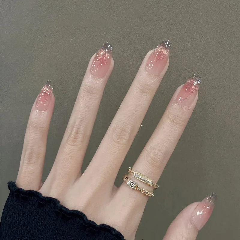 Cat Eye French Sheer Manicure Tip Art 3D Acrylic Nails
