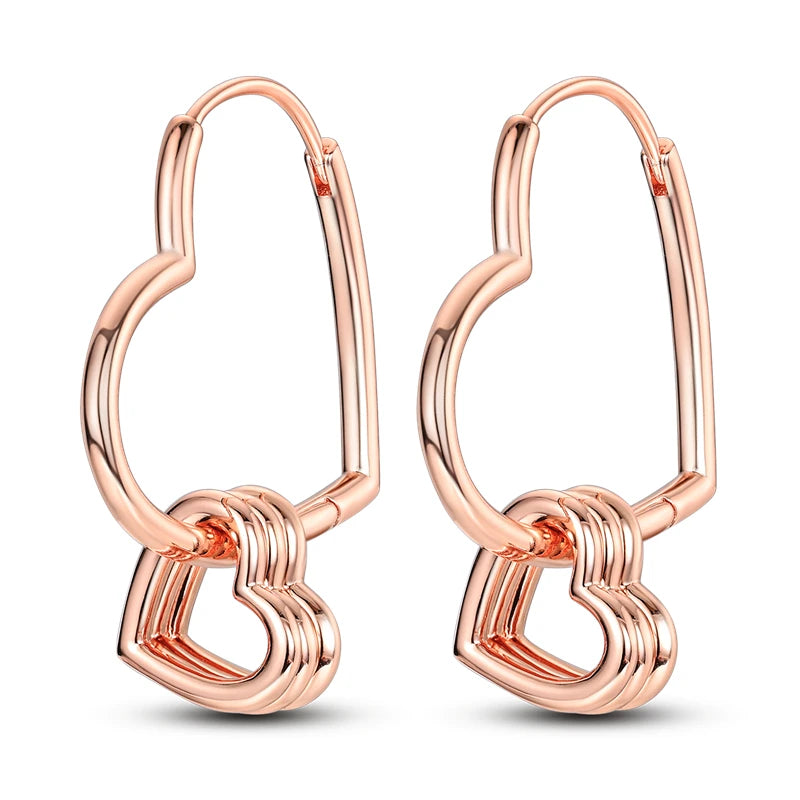 925 Sterling Silver Geometric Rose Gold Series Drop Earrings for Woman