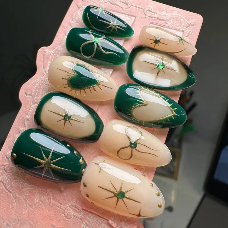 3D Ripple Design False Nails / Almond Tips nails - 24pcs