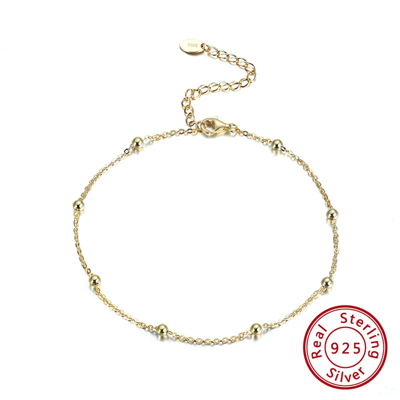 Sparkle Mirror Chain Anklets for Women 925 sterling steel