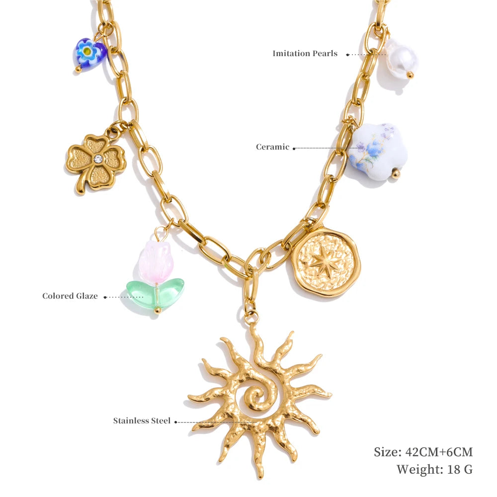 Ocean Charm Pendant Handmade Jewelry Golden Waterproof