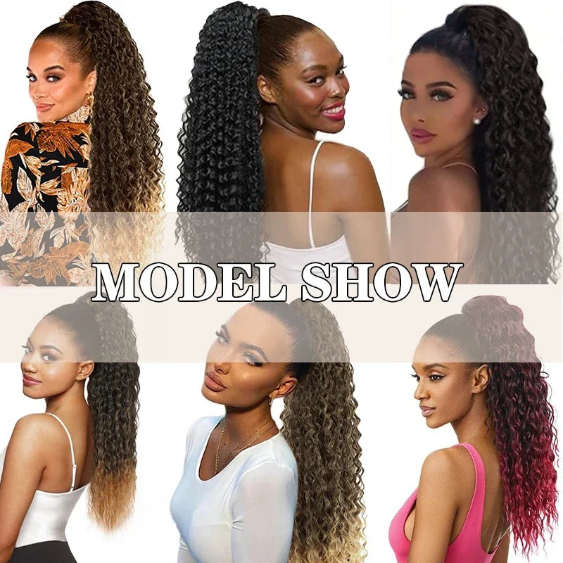 Curly Drawstring Ponytail Extension Synthetic Hair