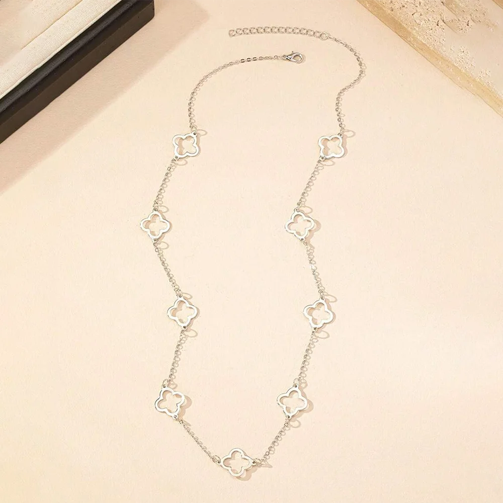 New Hollow Four-Leaf Clover Pendant Necklace Simple Fashion Design