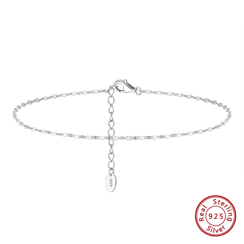 Sparkle Mirror Chain Anklets for Women 925 sterling steel