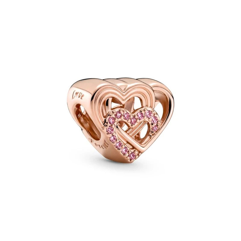 Hot Sale Rose Gold Charm Beads Fit Original 925 Silver Bracelet Women Jewelry