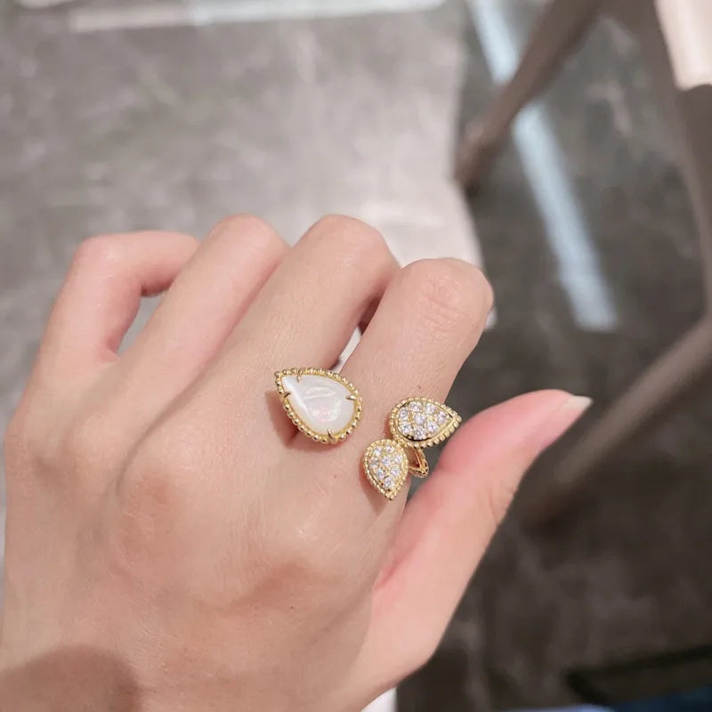 Gemstone Water Drop Ring for Women&