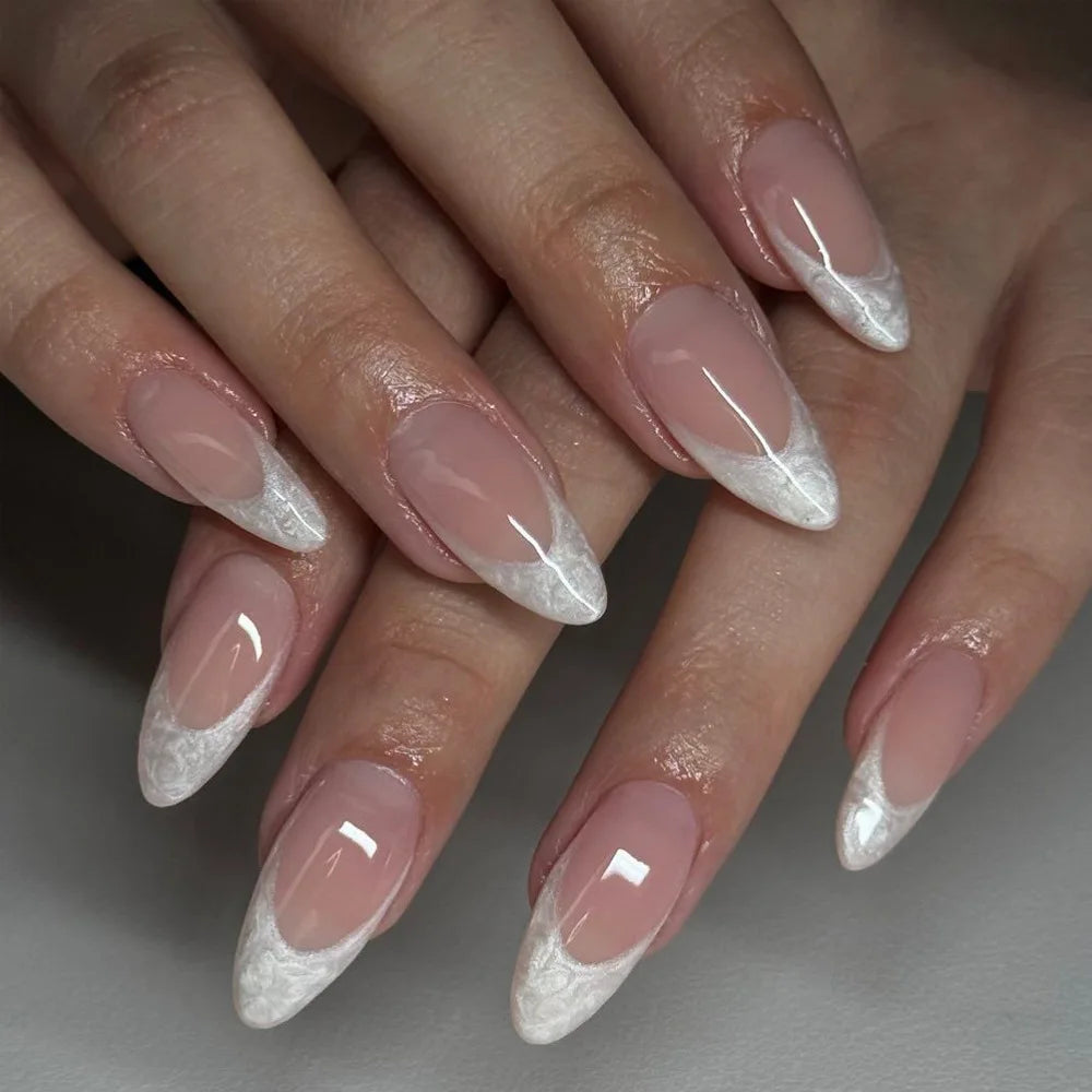 Cat Eye French Sheer Manicure Tip Art 3D Acrylic Nails