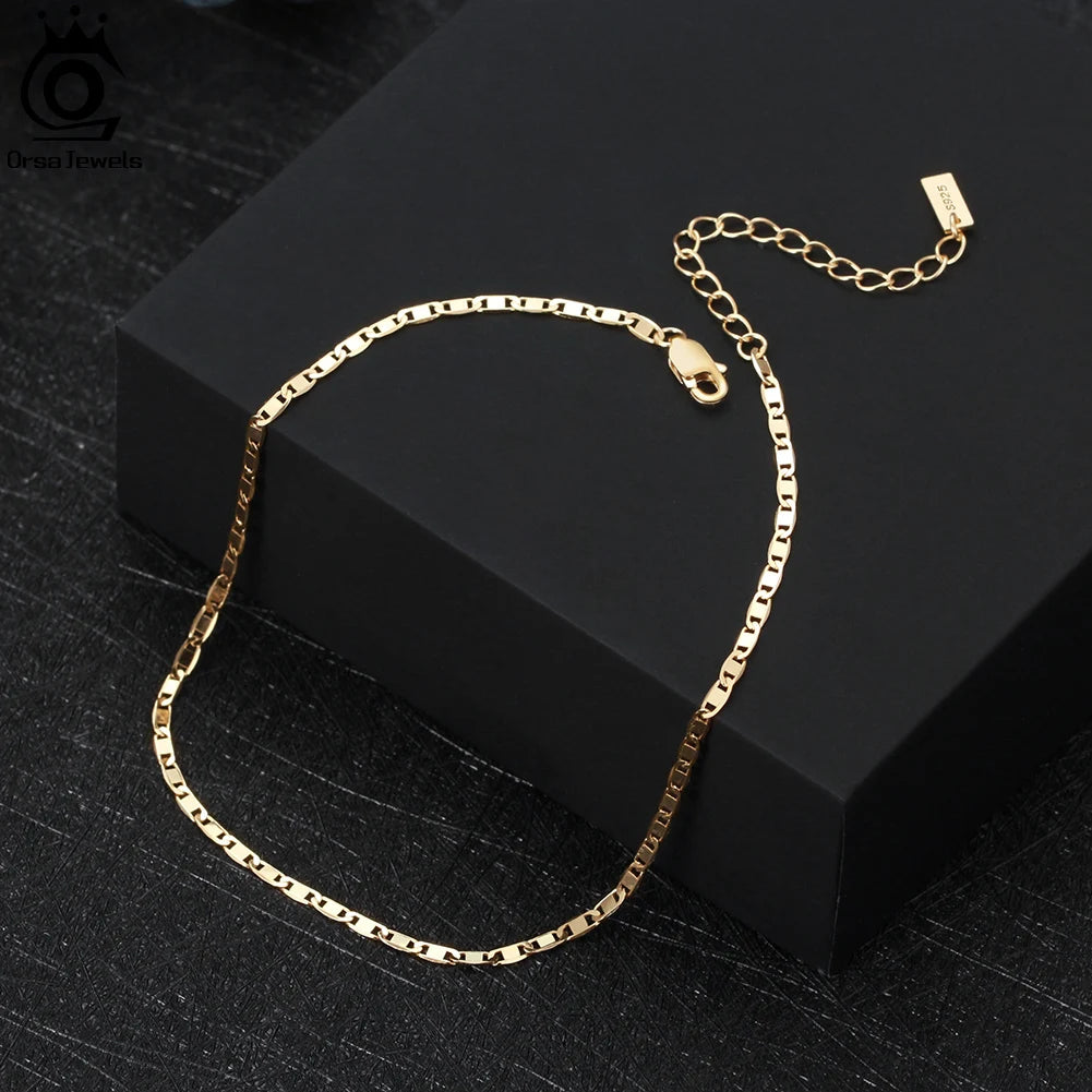 Sparkle Mirror Chain Anklets for Women 925 sterling steel
