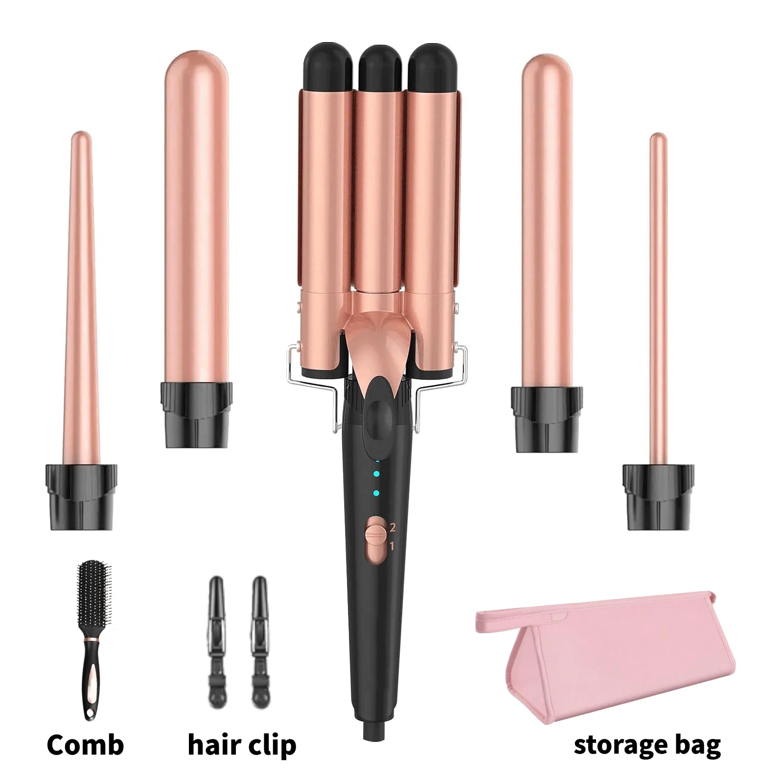 5 in 1 Hair Curlers Set with Curling Brush for Hairstyle