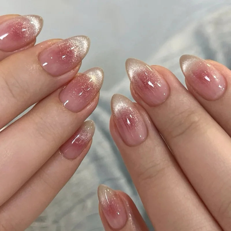 Cat Eye French Sheer Manicure Tip Art 3D Acrylic Nails