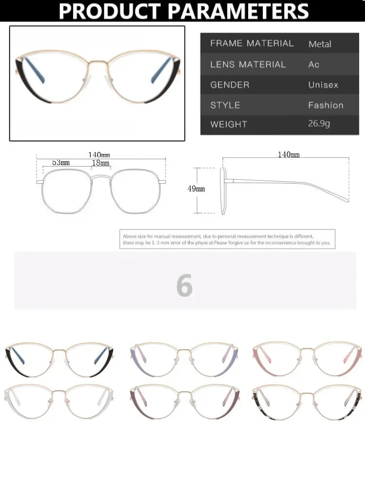 Vintage Cat Eyeglasses Trendy Anti-Blue Light Fashion Eyewear.