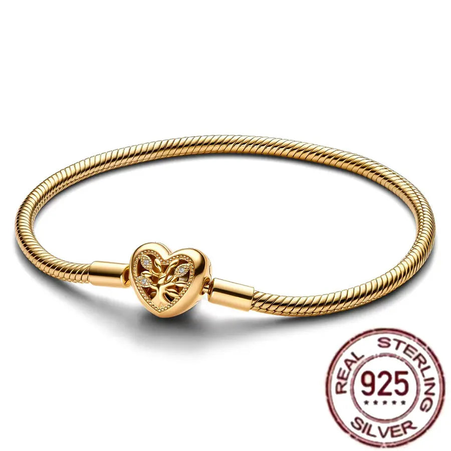 925 fine heart-shaped snake bone bracelet for women