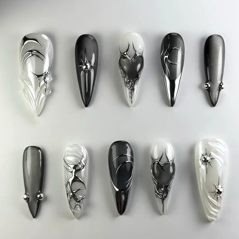 3D Ripple Design False Nails / Almond Tips nails - 24pcs