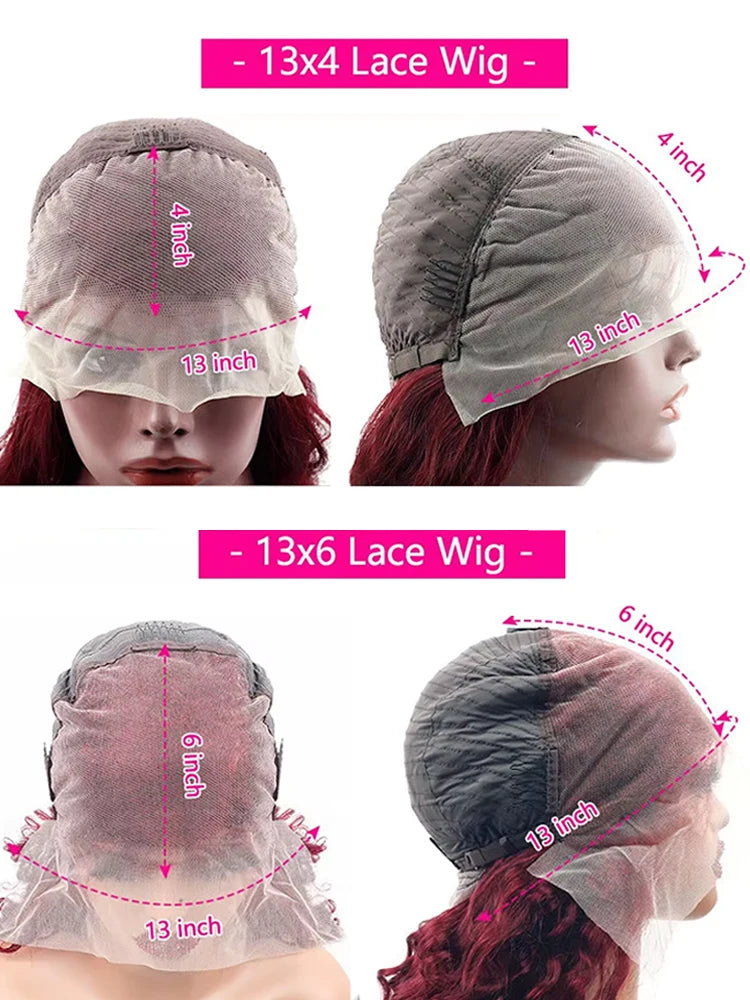 Body Wave Wig Burgundy Lace Front Human Hair