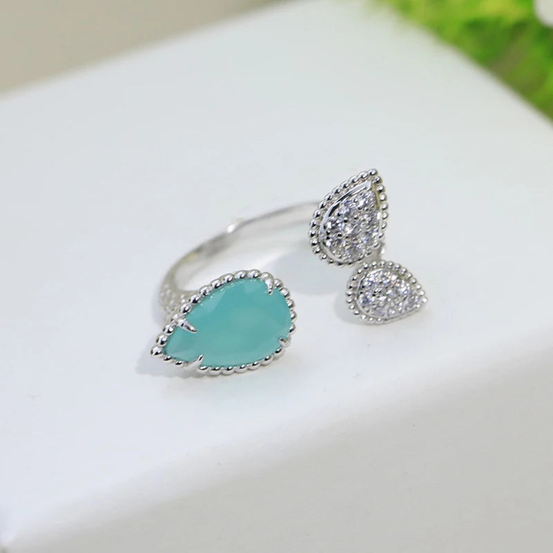 Gemstone Water Drop Ring for Women&