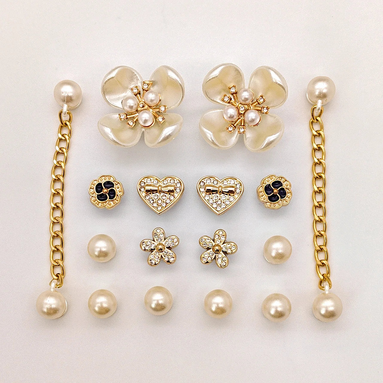 Floral Pearl Shoe Charms for Crocs / Shoes Decorations Set / Women Elegant Accessories