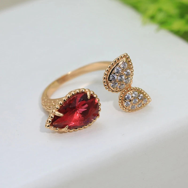 Gemstone Water Drop Ring for Women&