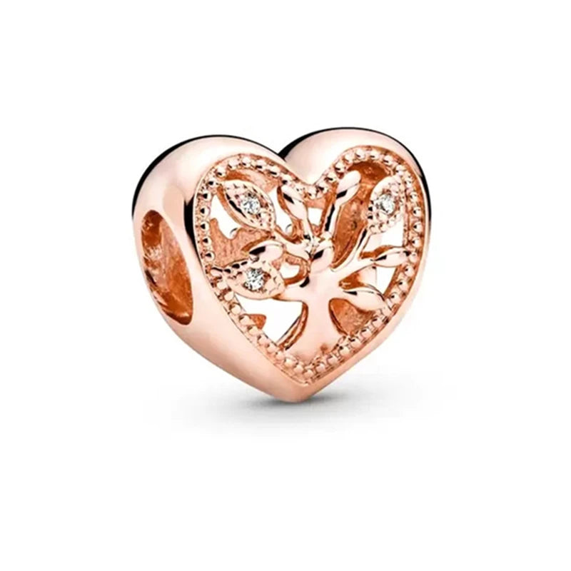 Hot Sale Rose Gold Charm Beads Fit Original 925 Silver Bracelet Women Jewelry