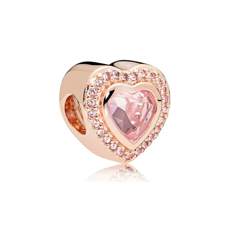 Hot Sale Rose Gold Charm Beads Fit Original 925 Silver Bracelet Women Jewelry