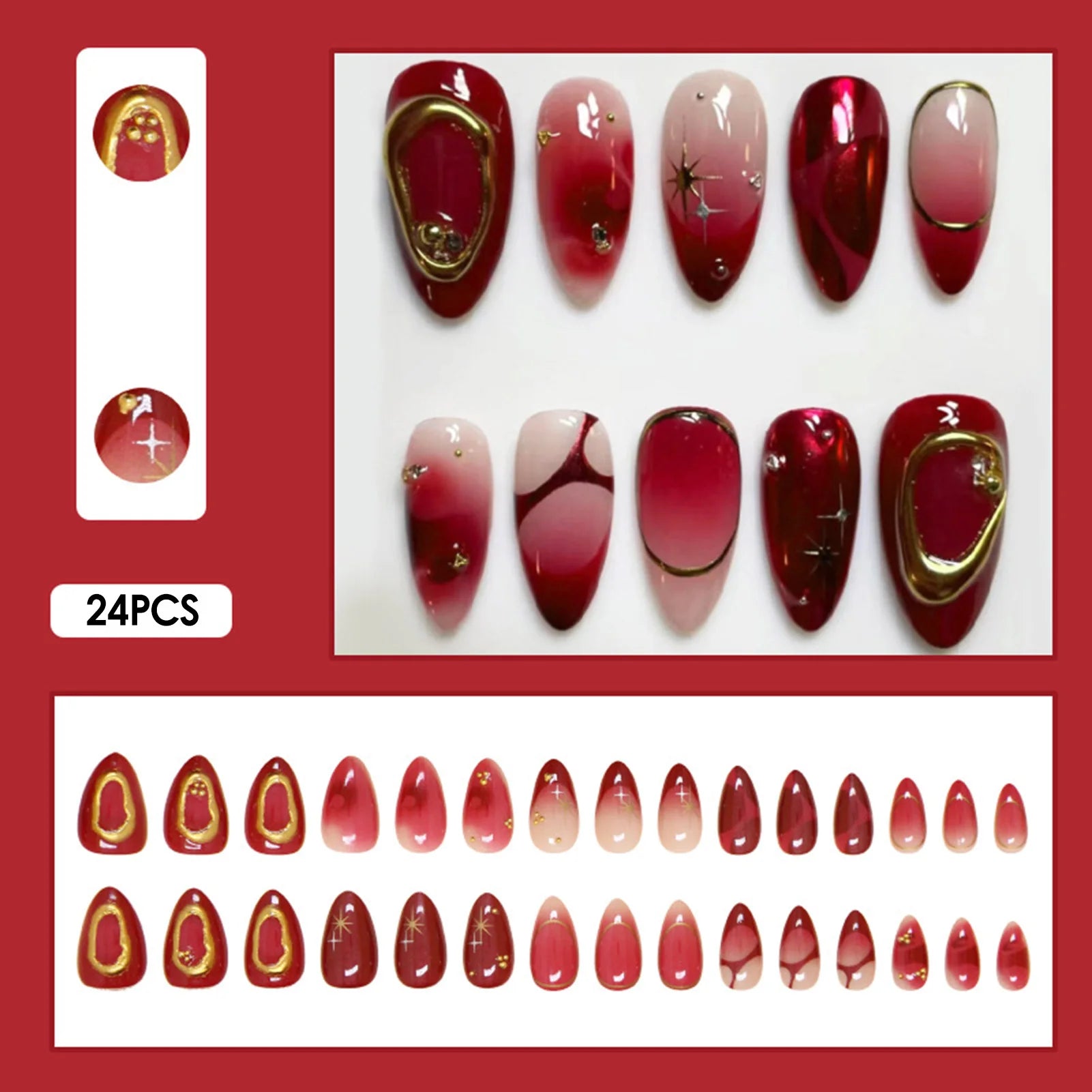 Nails Almond Shaped Press on Nails - 24pcs