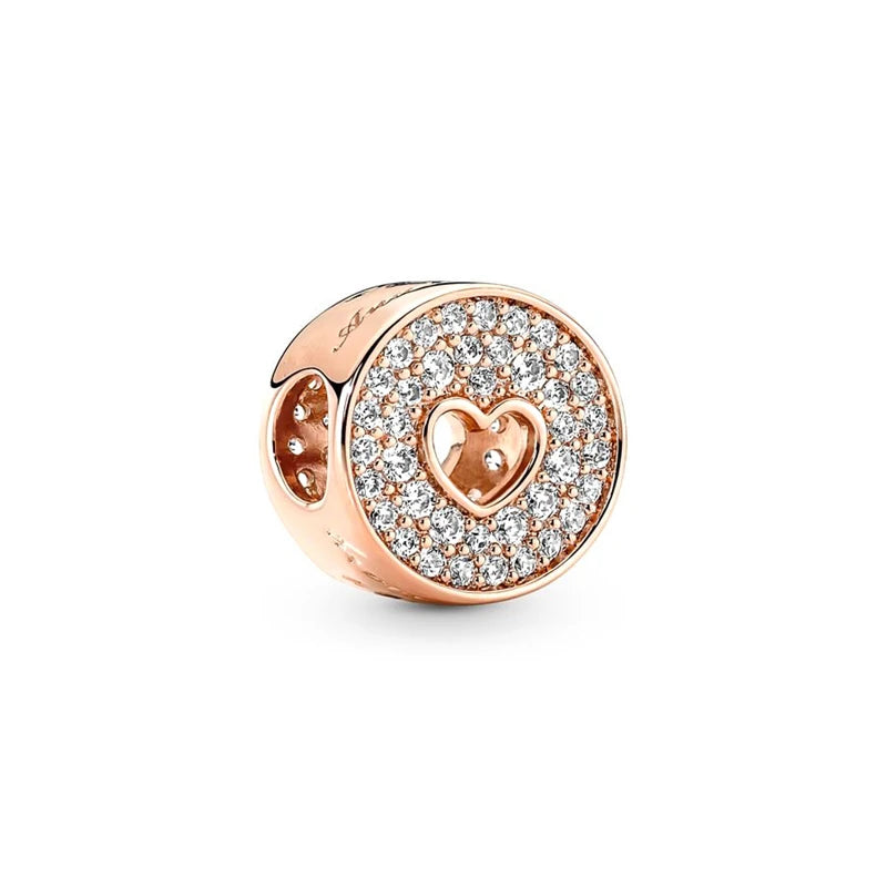 Hot Sale Rose Gold Charm Beads Fit Original 925 Silver Bracelet Women Jewelry