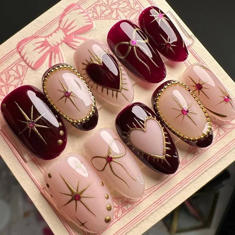 3D Ripple Design False Nails / Almond Tips nails - 24pcs