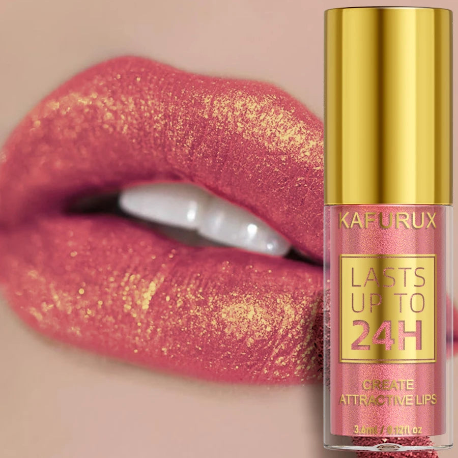 Metallic Lip Glaze Shiny Long Lasting Lip Gloss Waterproof Makeup Lip Oil