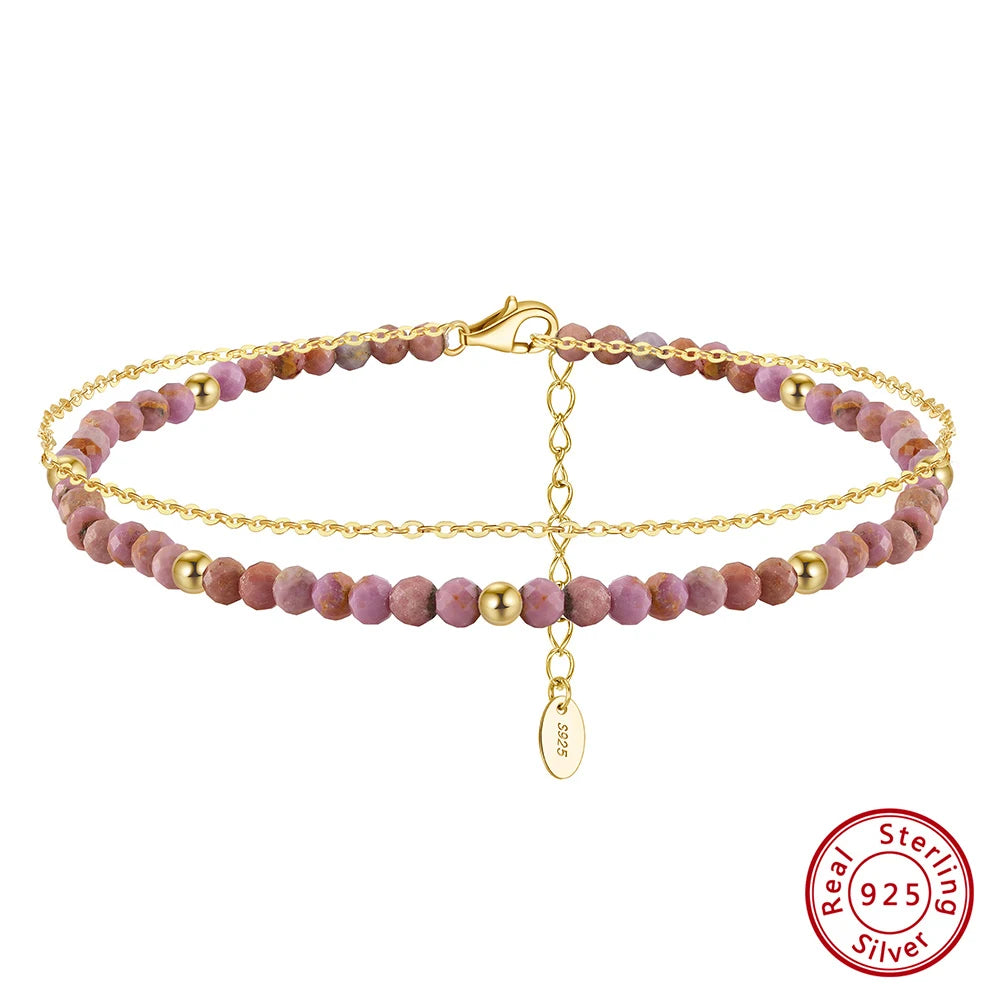 Gold Double Layered Chain Anklet for Women 925 Sterling Silver