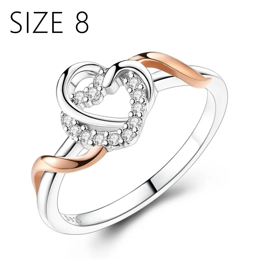 925 Silver Jewelry Rose Gold Double Color Zircon
