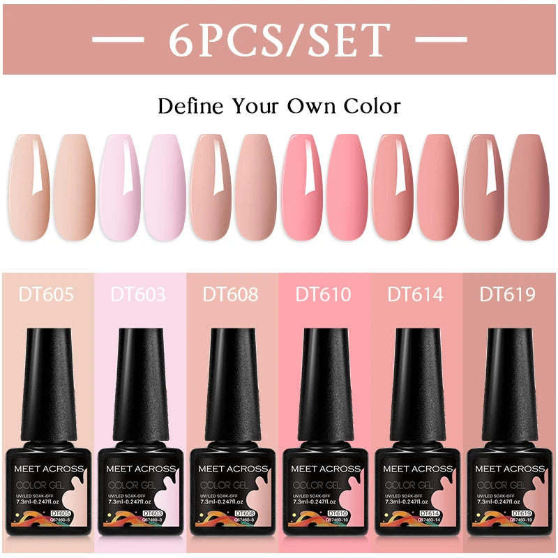 6Pcs/Set Gel Nail Polish for Nails Nude Brown Semi Permanent Nail Supplies