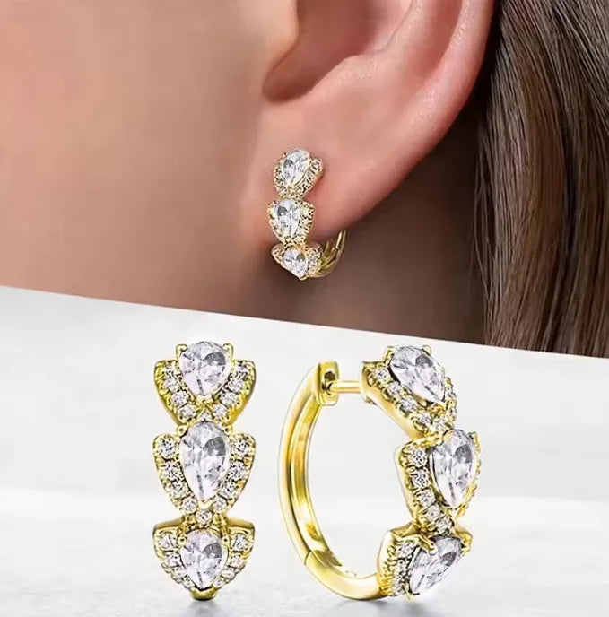 925 Sterling Silver Trendy Blue Cubic Zirconia Hoop Earrings