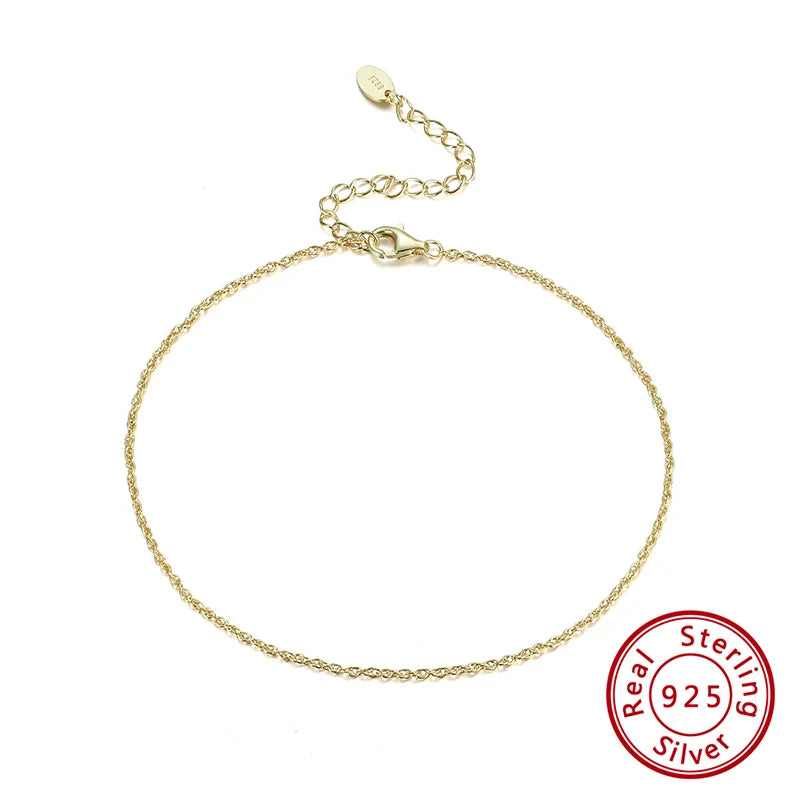 Sparkle Mirror Chain Anklets for Women 925 sterling steel