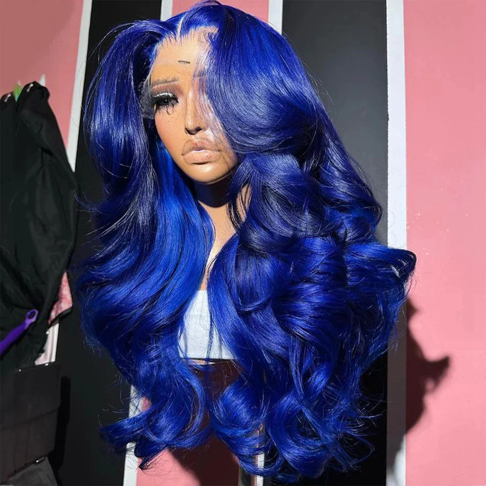 Dark Blue HD Lace Front 100% Human Hair Wigs