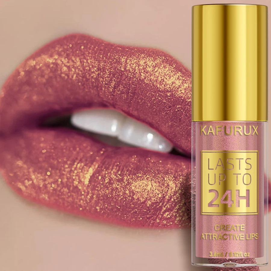 Metallic Lip Glaze Shiny Long Lasting Lip Gloss Waterproof Makeup Lip Oil