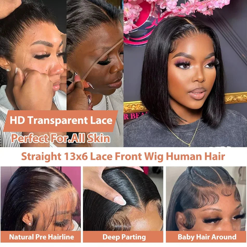 LUISA - Straight Short Bob Wig 100 Human Hair