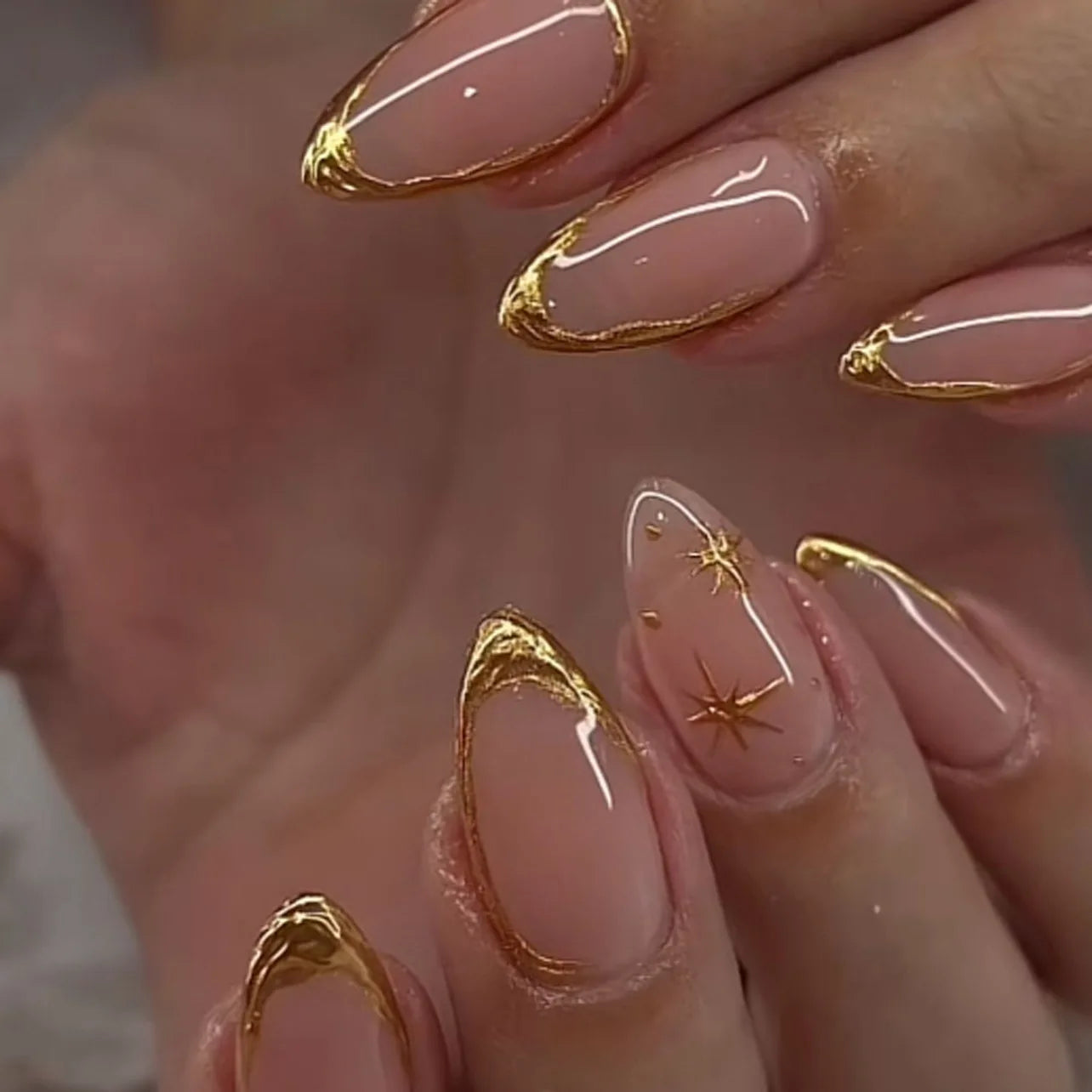 Cat Eye French Sheer Manicure Tip Art 3D Acrylic Nails