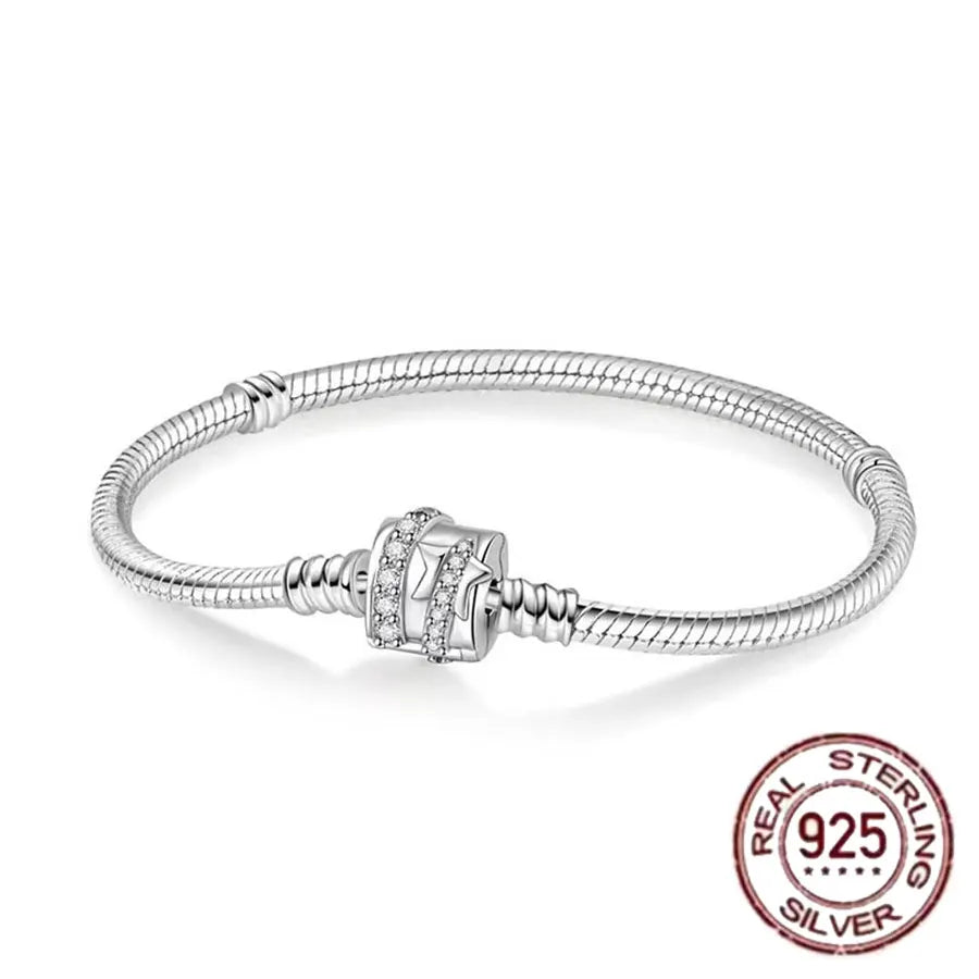 925 fine heart-shaped snake bone bracelet for women