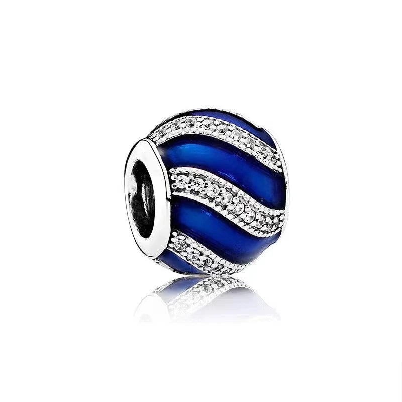 Blue Marine Organism Series Charm Jewelry Fit Original 925 Sterling Silver